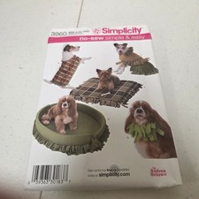 Simplicity 3960 No-Sew Pet Accessories Pattern Dog Coat Bed Collar All Sizes