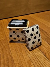 Hand Painted Black, White  Gold Wood 2 Deck Playing Card Holder Canasta Bridge