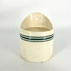 New ListingHull Pottery Salt Box Green Stripes and Ribbed Antique