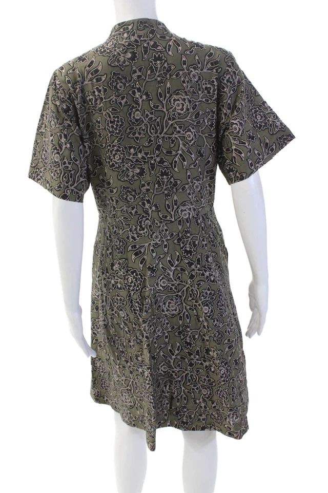 Vestido ALC para mujer de algodón floral plisado detalle de cintura abotonado verde talla 6 Foto 3 de 4