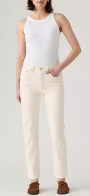 Levis 501 Jeans Women's 25x26 Original Fit Cropped Tapered Leg Button Fly White