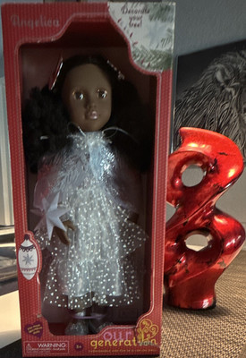Our Generation Angelica 18in Fashion Doll Dark Curly Hair Christmas Outfit New