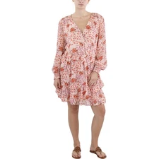 MSK Womens Pink Floral Print  Mini Dress XL BHFO 4256