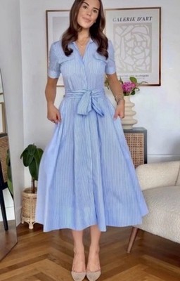 ZARA WOMAN FABRIC BELT ZW COLLECTION POPLIN SHIRT DRESS STRIPED  2640/596/620 NEW | eBay