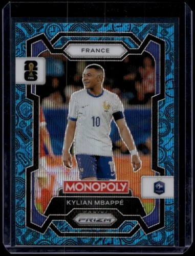 2026 Prizm Monopoly World Cup Soccer Kylian Mbappe #7 Four Corners Blue Wave