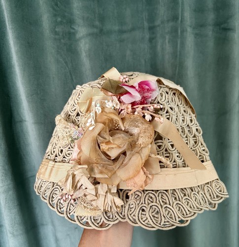 Original Vintage Art Deco Flapper Handmade Cloche Hat Flowers Skullcap