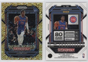 2022-23 Panini Prizm Monopoly Gold Money Shimmer /500 Jaden Ivey #26 Rookie RC