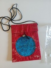 Vintage Chinese Silk Embroidered Crossbody Purse Bag Small/Beautiful Red Blue.