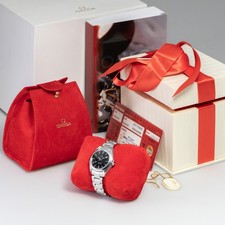 Omega Seamaster Aqua-Terra Ladies Vintage Silver Black Dial Watch Date 30 mm 9