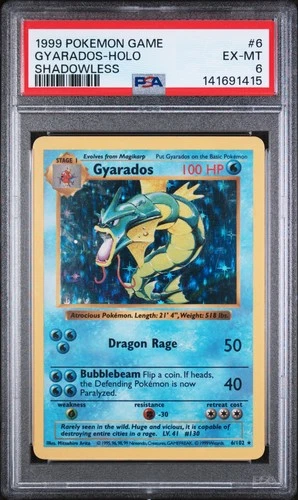 1999 Pokemon Base Set - Gyarados 6/102 (Shadowless) Holo [PSA 6]