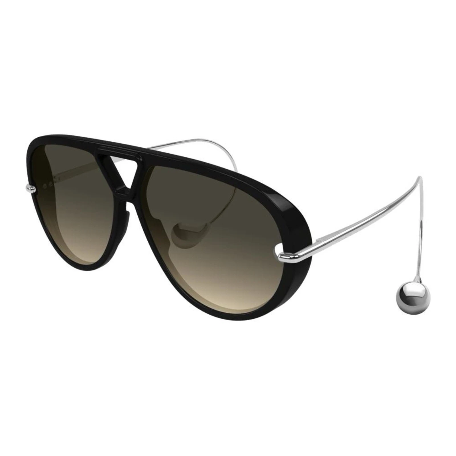 Bottega Veneta — BOTTEGA VENETA BV1273S 010 Black Silver Brown Grey Earrings Sunglasses AUTHENTIC