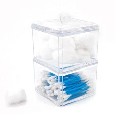 Stackable Acrylic Holder Cotton Balls Swabs Bathroom & Vanity Storage