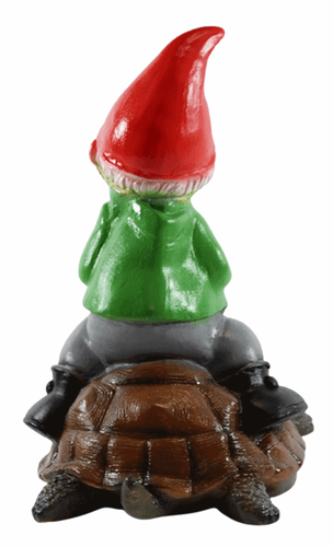 Enano de Jardín Enano Figura Sentado Sobre Tortuga de Plástico Altura 29CM - Imagen 6 de 6