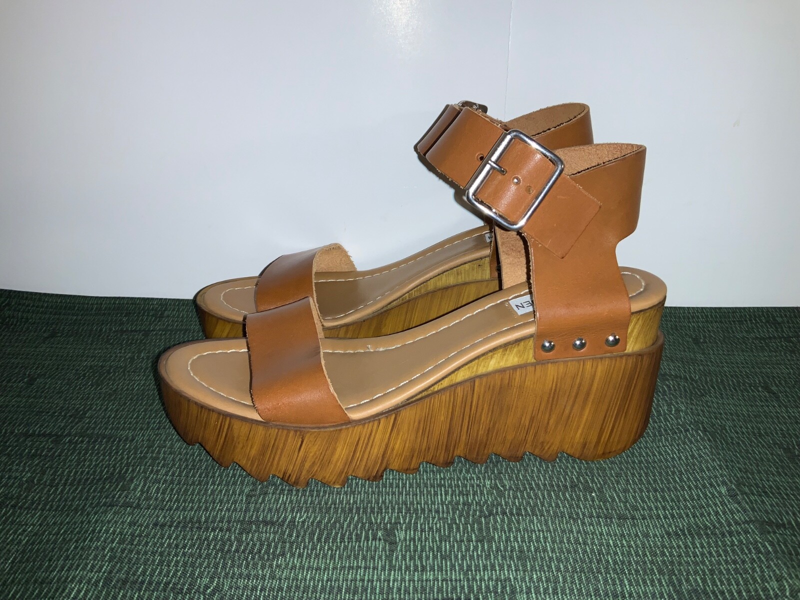 Steve Madden Keir Platform/ Leather/ Color Cognac EU Size 38/  US 7.5 Made Italy