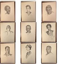 RARE! 9 WYNDHAM LEWIS PRINTS 1930 VINTAG ART DECO PORTRAIT MAN WOMAN LITHOGRAPHS