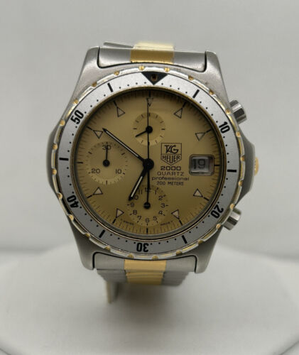 Tag Heuer 2000 Professional 274.006 Chrono Steel Gold Plated Quartz 36mm Watch - Picture 1 of 9