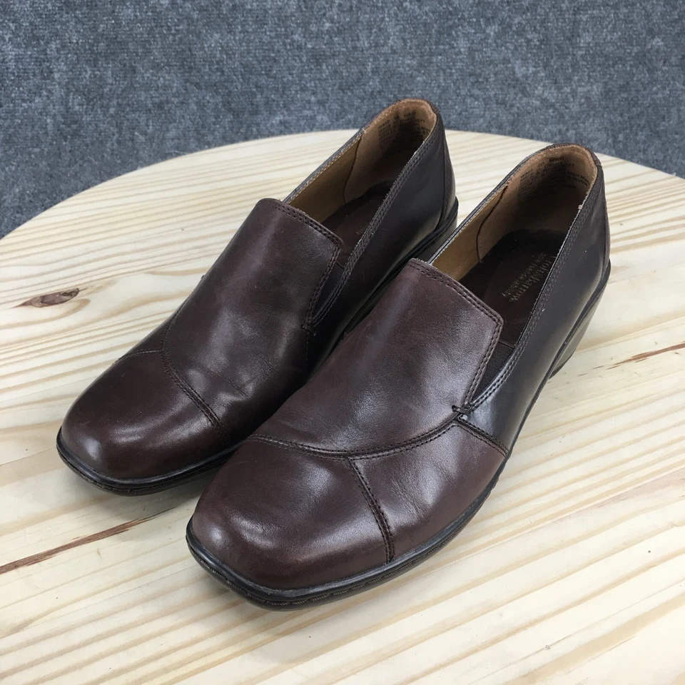 Croft And Barrow Zapatos Mujer 10 M Greta Mocasines Sin Cordones Cuero Marrón Tacones Foto 3 de 4