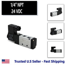 1/4'' 5 Port, 2 Position Pneumatic Solenoid Valve, 24V DC Coil, Air Return