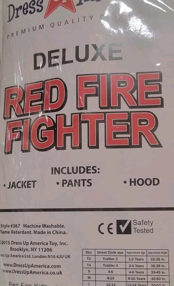 Disfraz de bombero Dress Up America Deluxe bombero para niños talla S 4-6 Foto 2 de 4