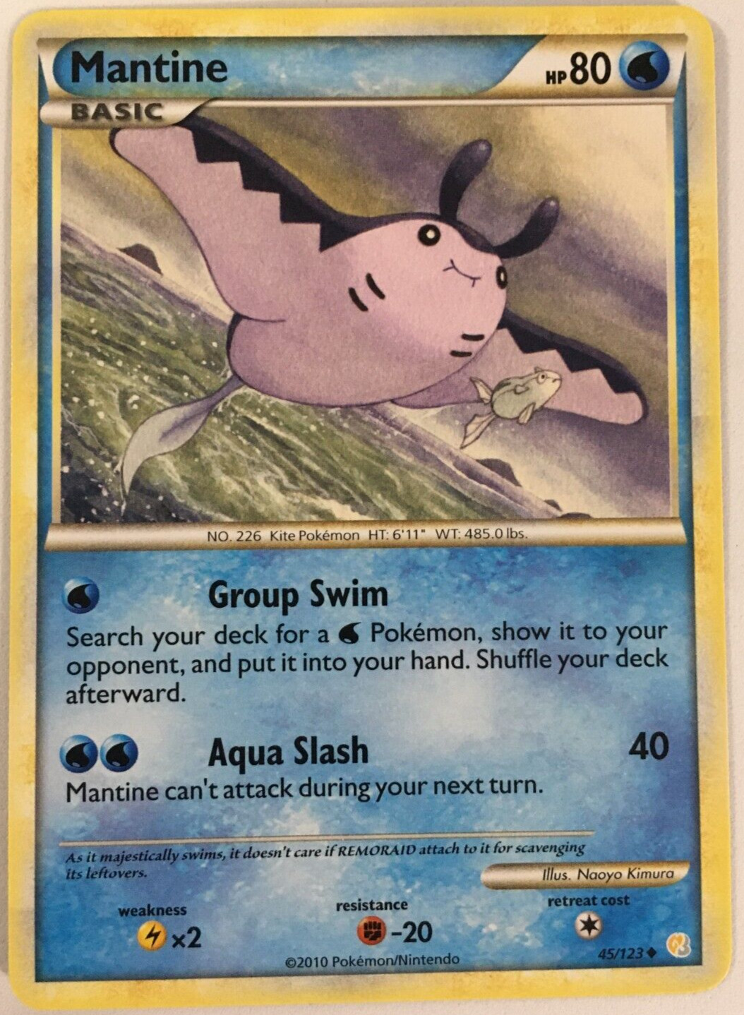 POKEMON MANTINE 45/123 HEARTGOLD & SOULSILVER UNCOMMON NEAR MINT