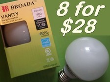 8x CFL Vanity Globe Compact Fluorescent G25 Bulbs - 14watt Warm White 60w