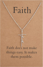 Faith Cross Necklace for Women, Christian Religious Jewelry Gift