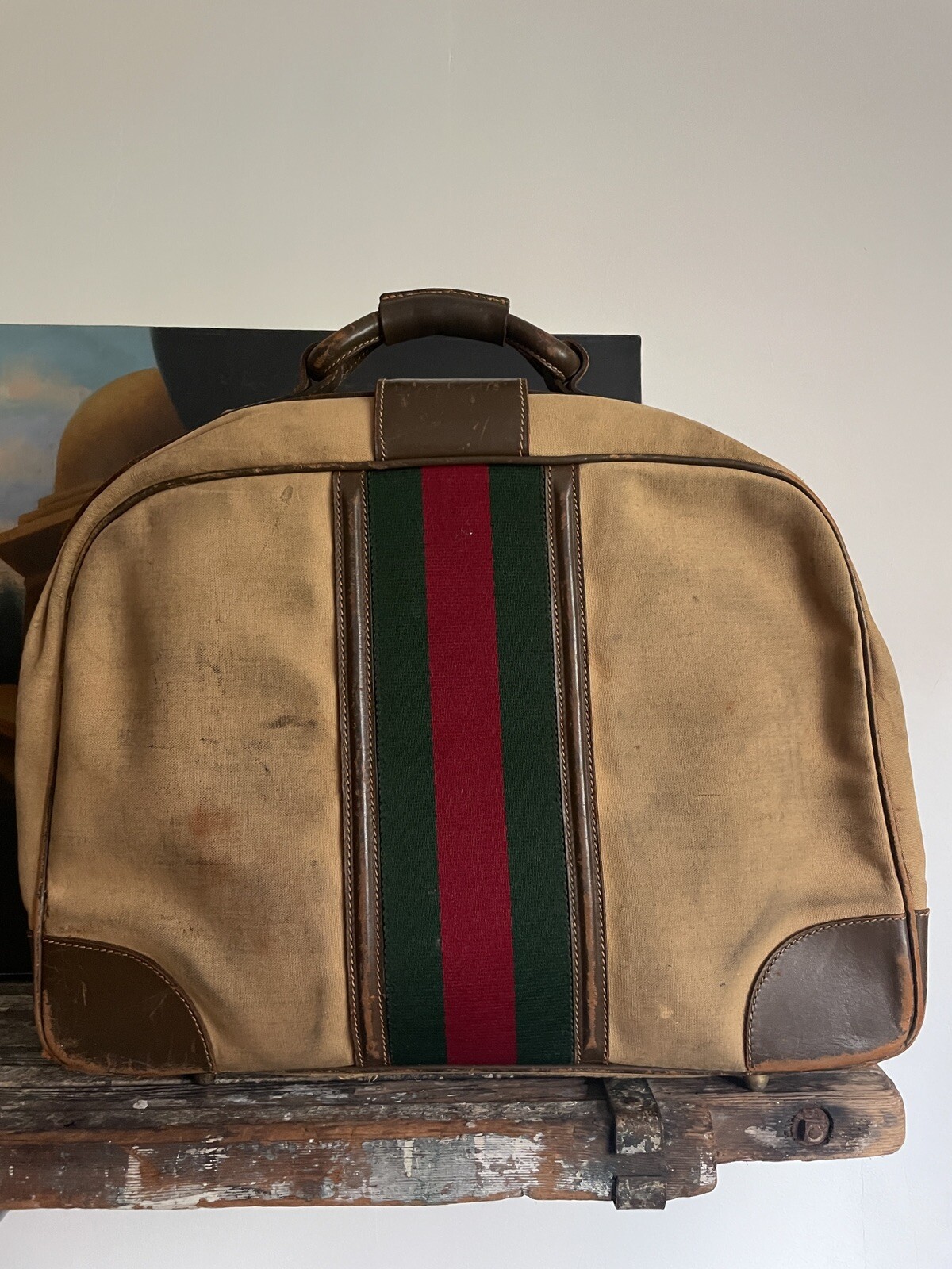 Vintage Gucci travel Boston duffle Weekend bag monogr… Gem