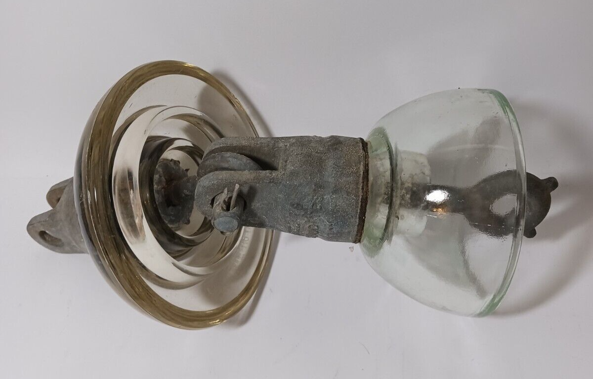 Vintage Power High Line Clear Glass Insulator With Hardware And