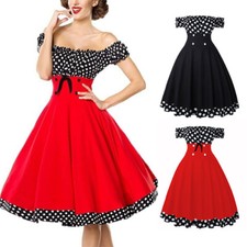 Abito donna anni 50 60 rockabilly swing cocktail retrò casual sera festa vestito-/