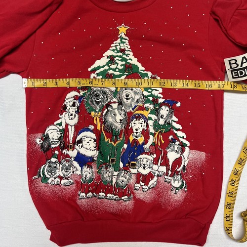 NEW Basic Edition Christmas Caroling Dogs Red Faux Turtleneck Sweater Girls M - Picture 6 of 9