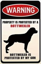 WARNING Sign No Trespassing Metal Sign Rottie Rottweiler Attack Dog