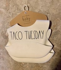 Rae Dunn TACO TUESDAY  FEED ME Silicone Bibs Set Of 2 NEW