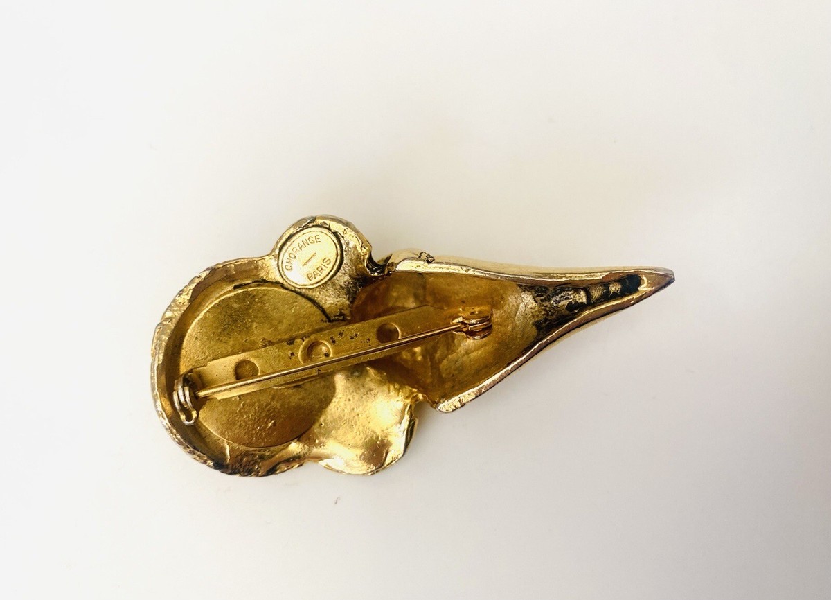 Broche Vintage CHORANGE Paris En Métal Doré - Bijou Ancien - Occasion En Bel état