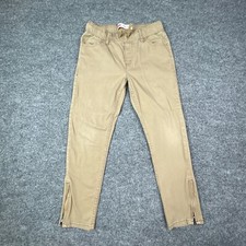 Levis Pants Girls Small Jeans Pull On Beige Adjustable Waist Zippered Hems 25x23
