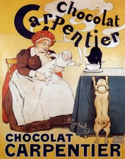 POSTER CHOCOLATE CARPENTIER BABY DOG CAT HOT COCOA FRENCH VINTAGE REPRO FREE S/H
