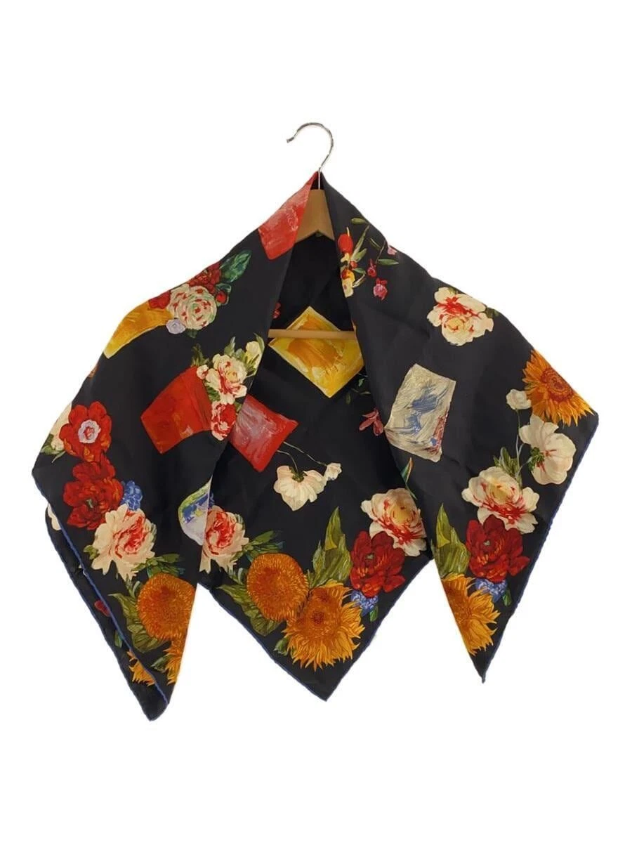 Foulard femme GUCCI soie noire à fleurs occasion