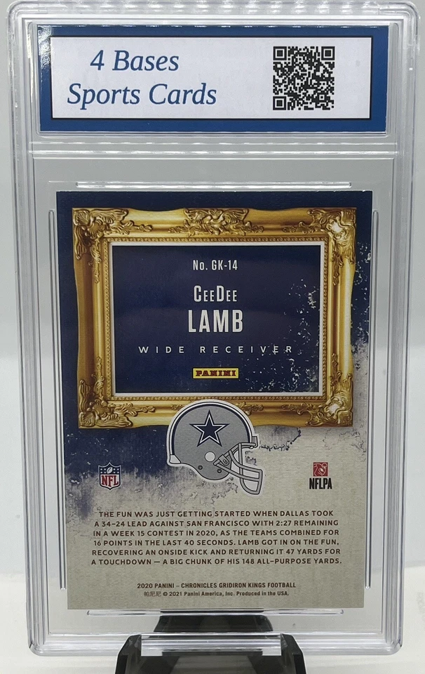 Tarjeta de novato Panini CeeDee Lamb Dallas Cowboys Gridiron Kings 2020 gema ¡como nueva 10! Foto 2 de 2