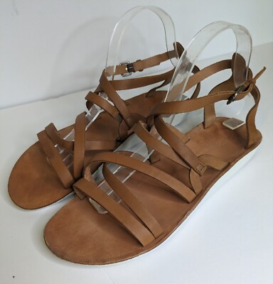 Olukai Upena Slingback Leather Strappy Sandals Tan Leather