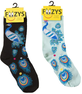 Peacock Bird Feathers Pheasant Beautiful Animal 2 Pairs Foozys Women's Socks 