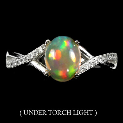 Bague En Argent 925 Avec Une Véritable Opale De Feu - Neuf Jamais Porté