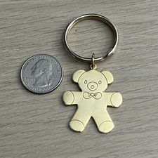 Gold Tone Teddy Bear Metal Keychain Key Ring 42928