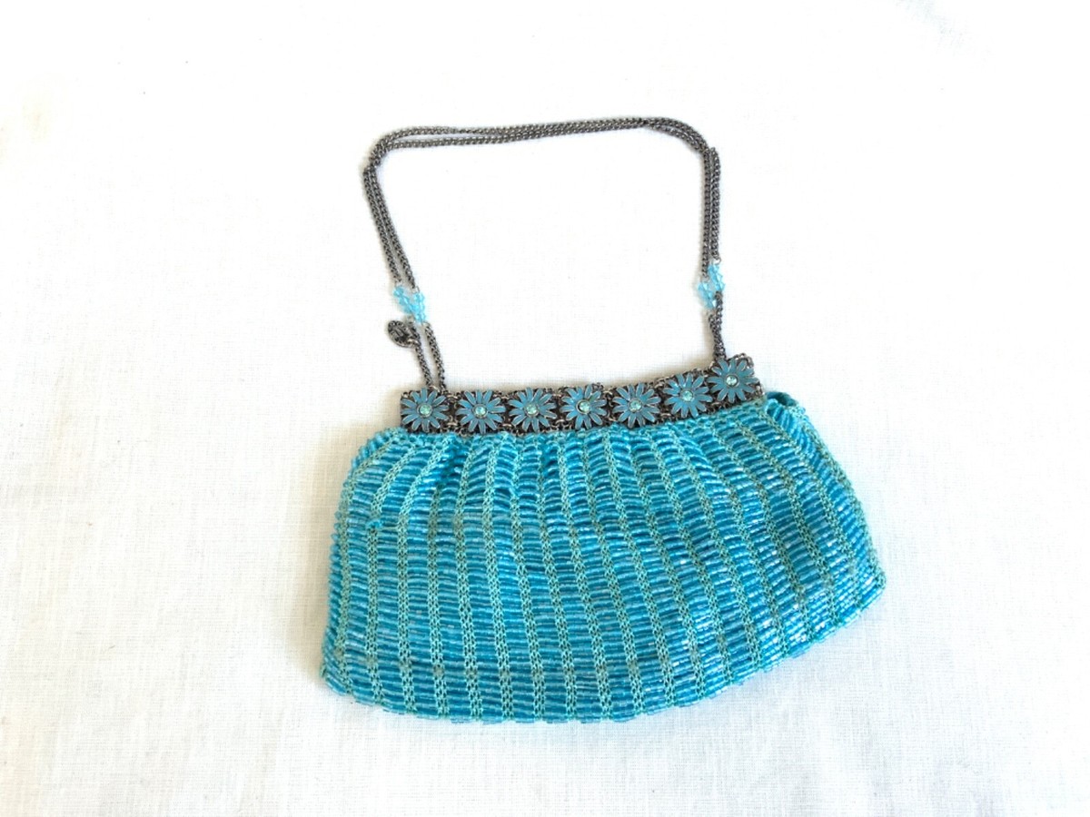 Clara Kasavina Turquoise Beaded Evening Bag Blue with