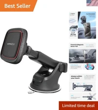 Magnetic Dashboard Phone Mount with Industrial-Strength Suction Cup, 6 Magnets