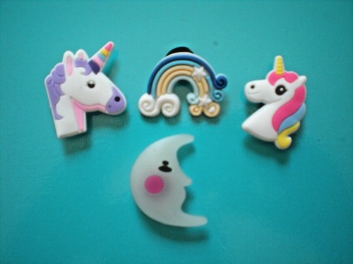 4 Shoe Charm Unicorn Horse Rainbow Moon Plug Button Hole Pin Compatible w/Croc - Picture 4 of 5