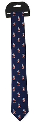 New Disney Parks Navy Blue Mickey Mouse Americana USA Flag Silk Skinny Tie