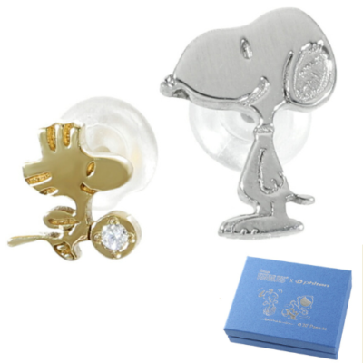PEANUTS SNOOPY & WOODSTOCK Enamel Stud Earrings - 1st Quality, Approx. 1/2 Inch, Comes In Box
