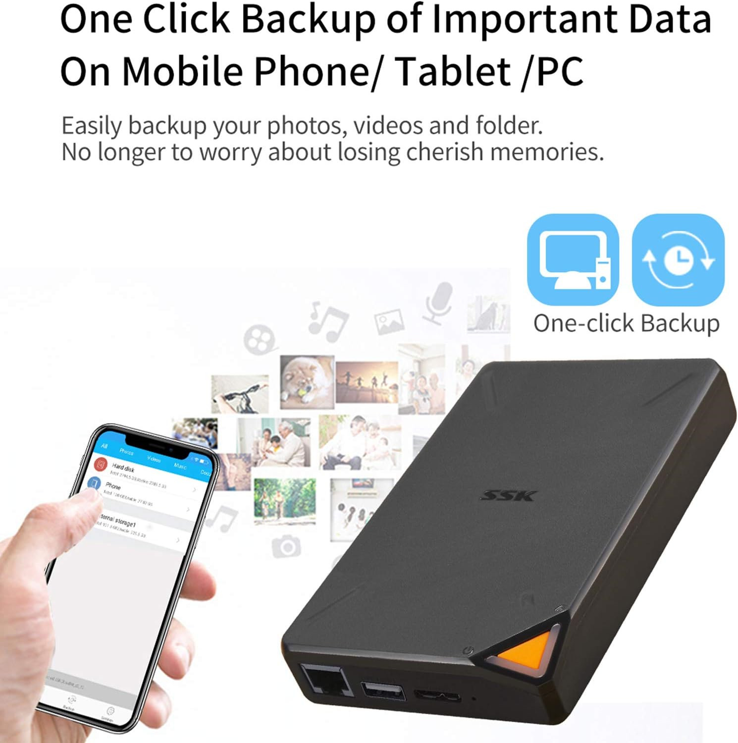 SSK 2TB Portable NAS External Wireless Hard Drive with Own Wi-Fi Hotspot Cloud