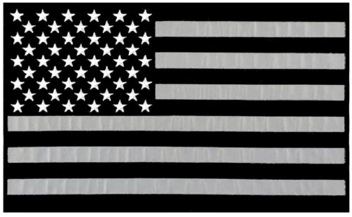 REFLECTIVE USA AMERICAN FLAG BLACK GREY JACKET BACK PATCH  - IRON ON SEW  10"X6" - Afbeelding 1 van 1