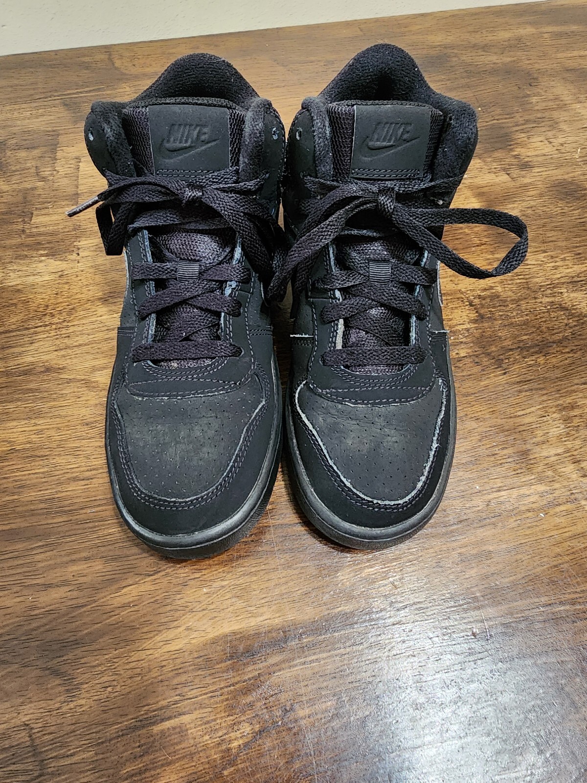 Nike Boys Court Borough Mid 839977001 Black Basketball Shoes Sneakers