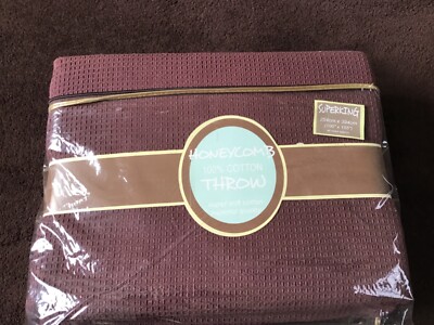 Super King Wabenmuster (Waffel) 100 % Baumwolle Sofaüberwürfe/Bettüberwurf rot 100 x155 